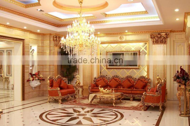 luxuious antique solid wood Italian rococo elegant Gold color European style french king size bedroom