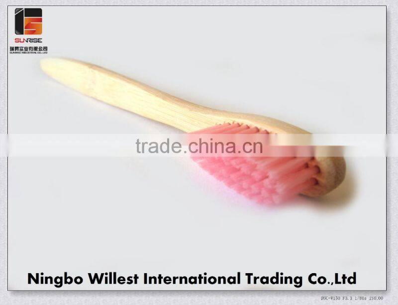 high quality bamboo toothbrush with soft pink bristle