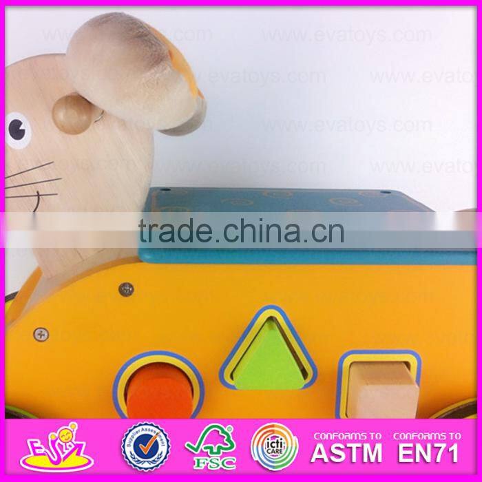 2015 Newly cheap kids wooden tricycle with blocks,Lovely rabbit design wooden tricycle,Comfortable Safe Wooden tricycle W16A018