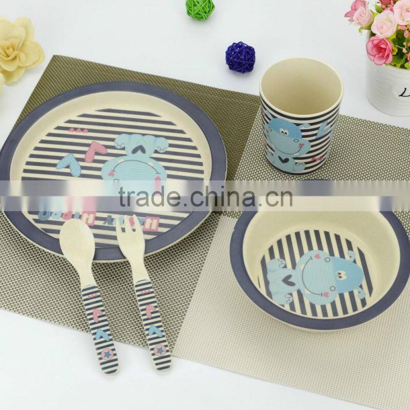 Wholesale Dishes Plate Set For Baby Kids Bamboo Fiber Dining Plate Set