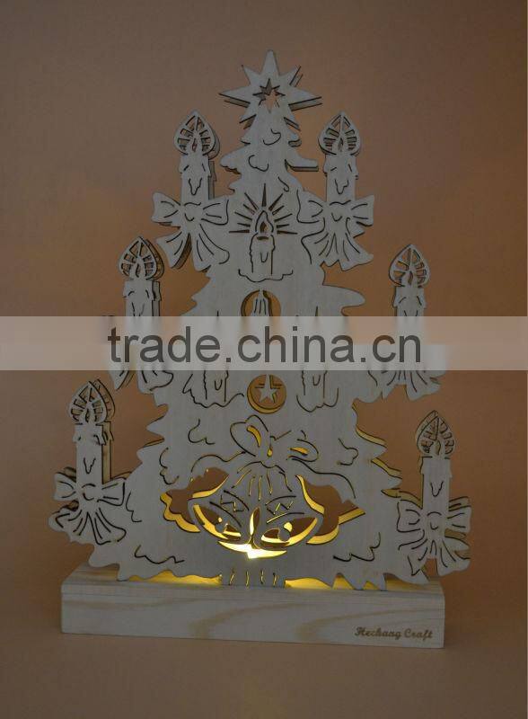 wooden Christmas decor gift with light