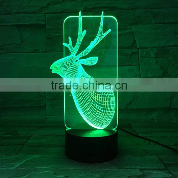 UCHOME Deer Shape Lamp Christmas Gift 3D Illusion Lamps