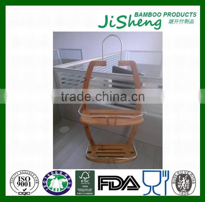 TOP Quality Bamboo Bathroom Shower Tub Hanging Caddy with LFGB & FDA
