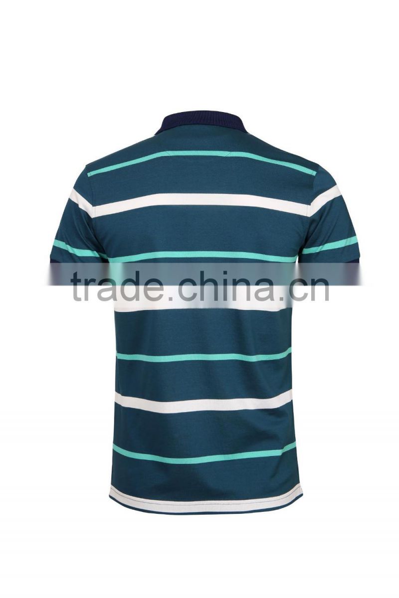 Mens polo collar striped t shirt