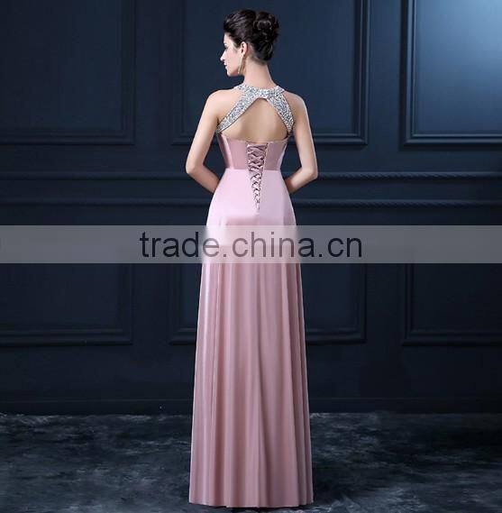 halter neck designer beaded evening brand pretty women dress