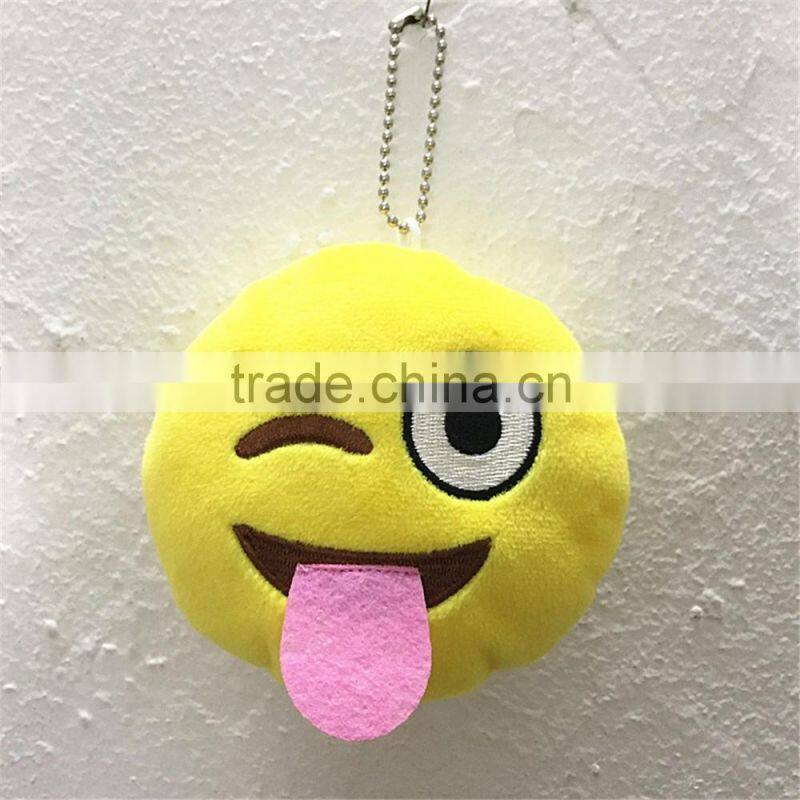 2016 Popular cheap Stuffed Plush Soft Toy Key Chains Yellow emoji keychain
