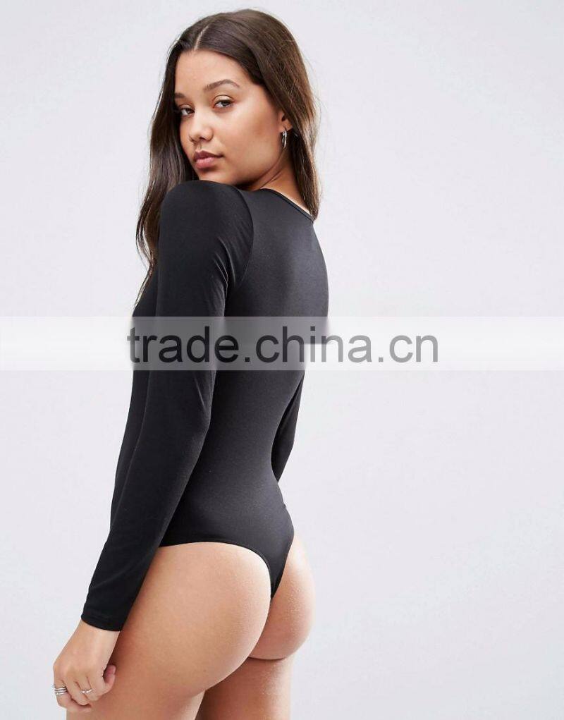 Wholesale Bodysuit With V Neck Long Sleeve And Thong Sexy Photo Women Tight Bodysuit Fitness Clothings