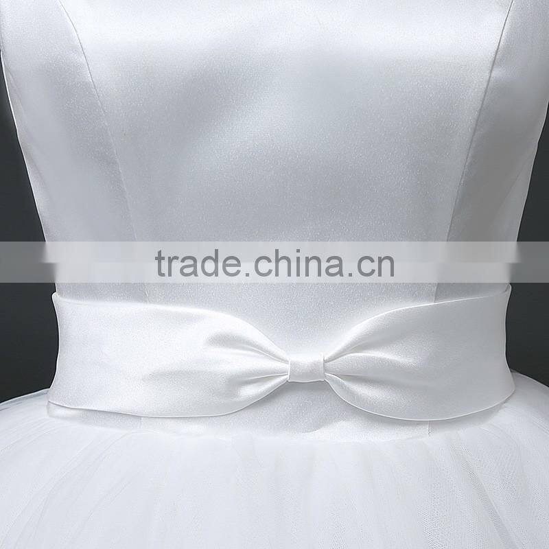 MGOO Customised Ball Gown White Plain Satin Bridal Dress Sleeveless Elegant Simple Dress For Wedding Formal Dress
