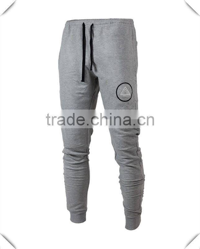 Custom Printed Grey Paneled Mens Joggers 100% Cotton Gym Joggers Sweatpants Tapered Jogger Pants Wholesale
