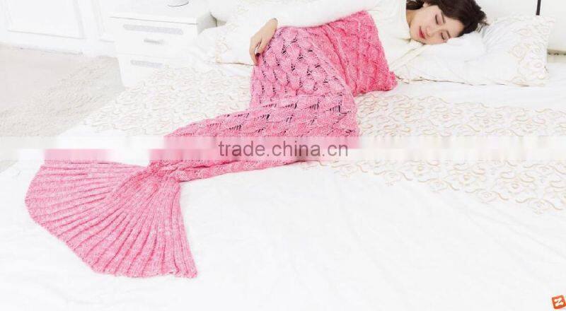 wholesale winter thick fish scale mermaid knitted throw blanket