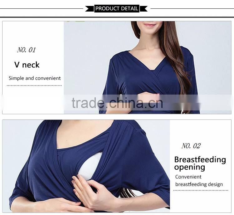 Hit color Maternity Summer Outlet Dress Atheleisure Nursing Clothing Loose and Comfortable Hide Breastfeeding Opening Skirts