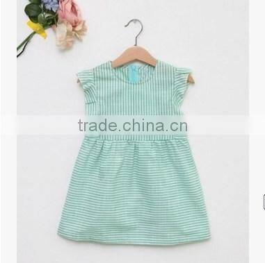 Latest Design Baby Girls Top Clothes Wholesale Infant Stripe Design Dress Girl Child Ruffle Sleeve Dress