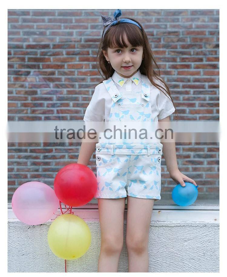 2016 Summer Fashion Girls Overalls with Shirt Clothing Set Casual Baby Kids Outfit