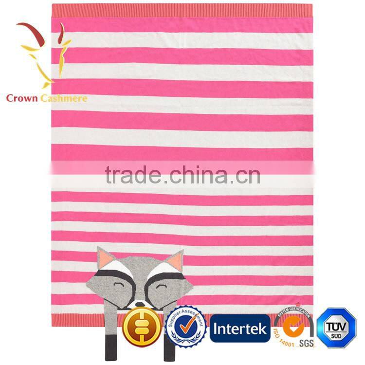 Super Soft Luxury Knitted Cashmere Throw Blanket with Fox Pattern