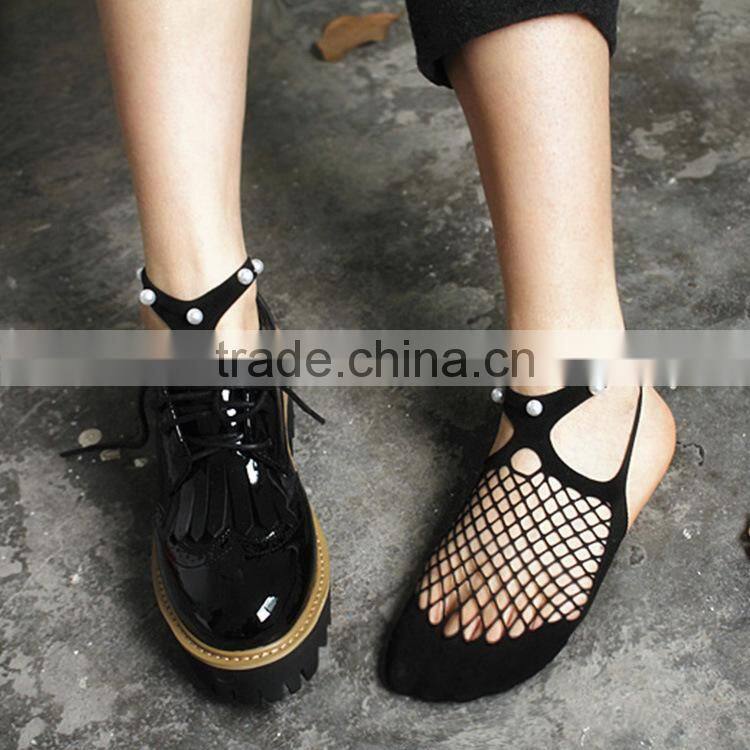 WS-39 2017 Fashion Fishnet Socks Slipper Modern Cool Pearl High Heels Mesh Socks Summer Short Ped Socks