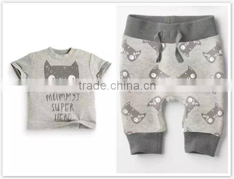 Wholesale clothes spring fall winter infant clothes baby clothing sets boy Cotton little monsters and the lions short sleeve 2pc