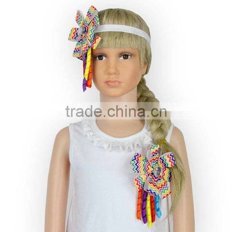 Summer Girls Sleeveless White Above Knee Dress With Colorful Rainbow Tulle Hem