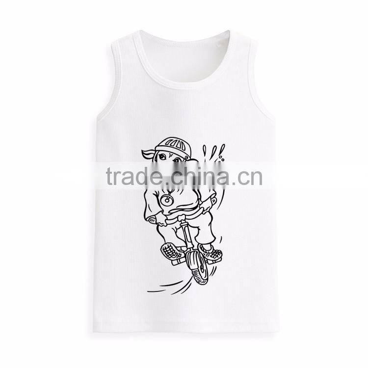 Wholesale sleeveless t shirt fashion kids custom print tank top manufacturer