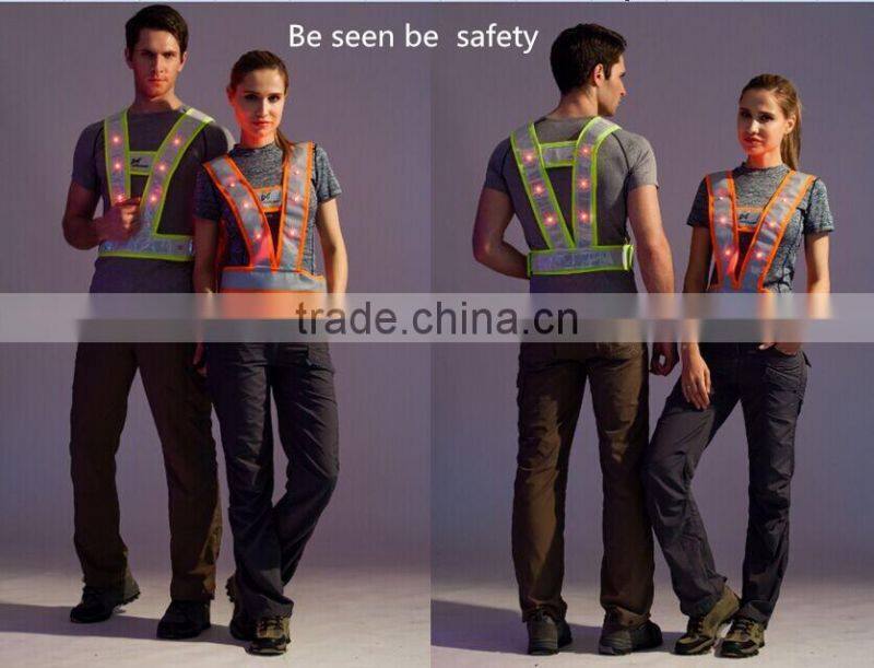 Waterproof reflective Flashing yellow safety vest with pockets