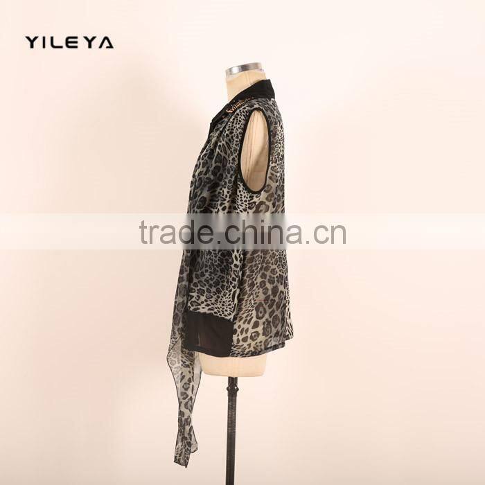 new arrival leopard pattern printed ladies loose chiffon style blouse