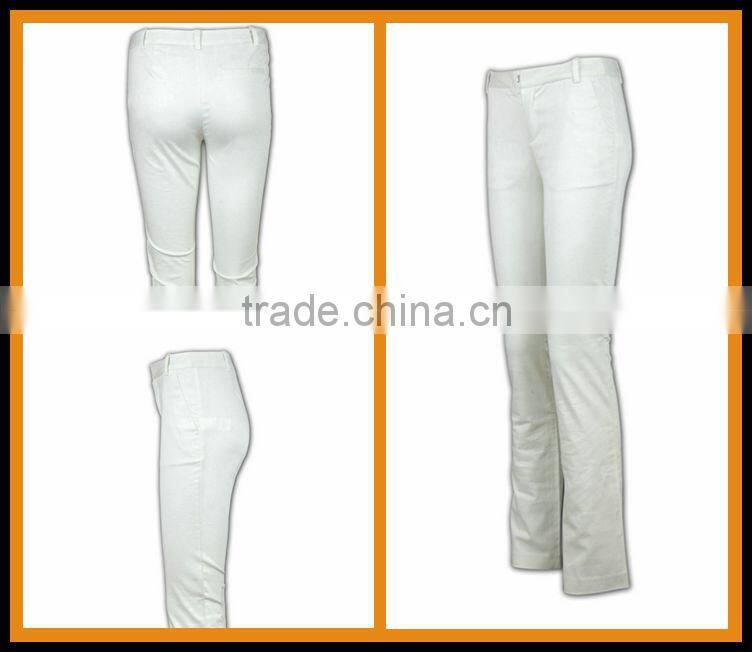 98%cotton 2%spandex ladies white color bottom flared trousers