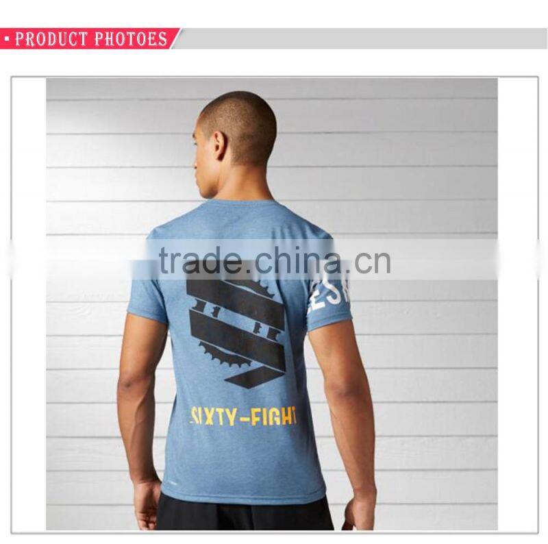 Cotton polyester bodybuilding printing men's custom t shirt gym wear