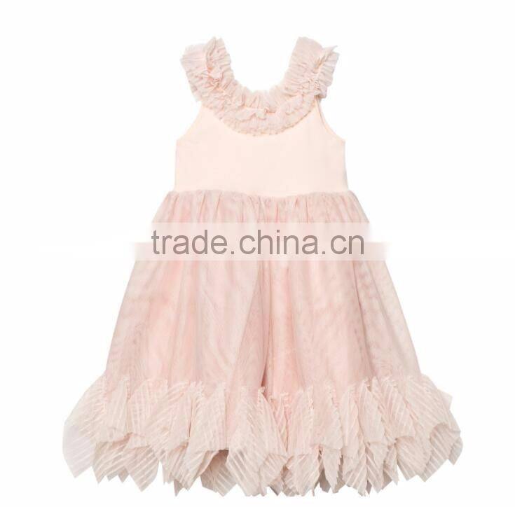 Ruffled Chiffon Dance princess dress lastest kids frock design for girls