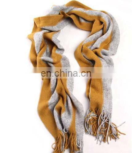 2015 China design beautiful fashion knitted stirped warp knitted scarf brushed