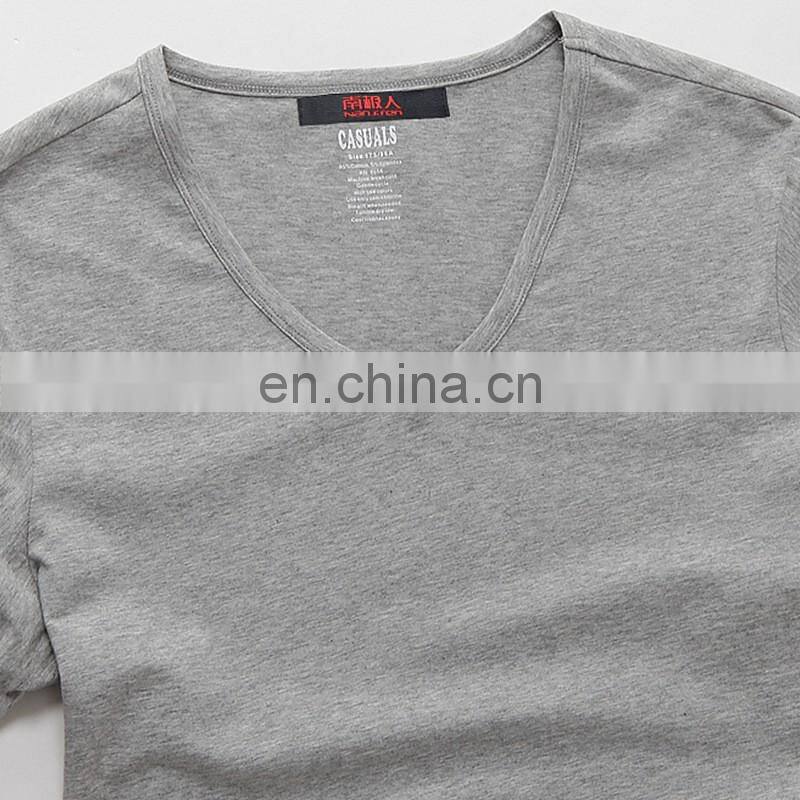 Custom high quality 100% cotton V neck t shirt for men