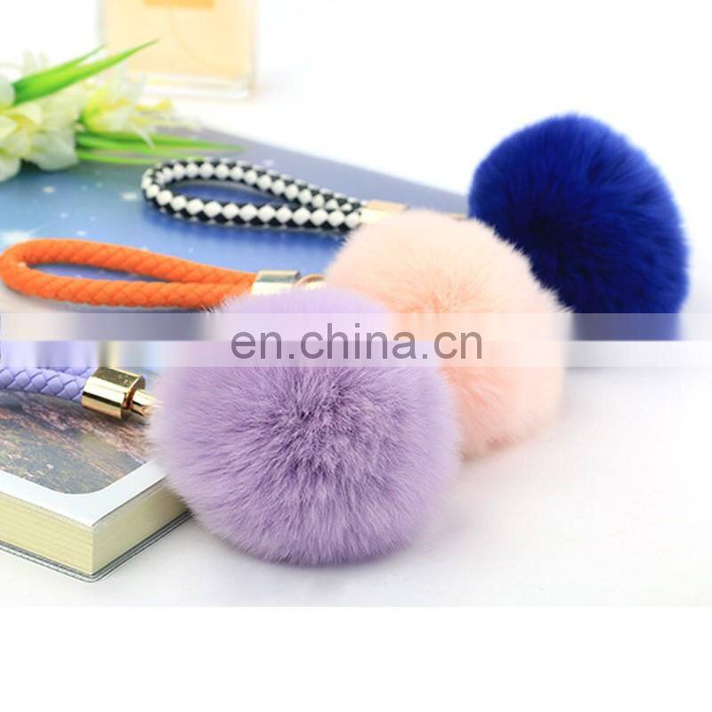 Cute boutique fur pom pom gift rabbit fur pendant for decoration