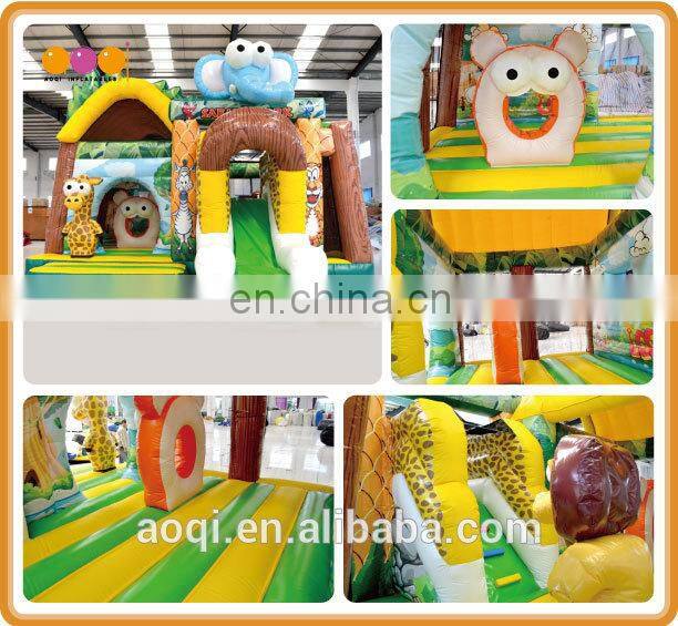 AOQI cheap price Safari Park inflatable combo jumper with slide for kids