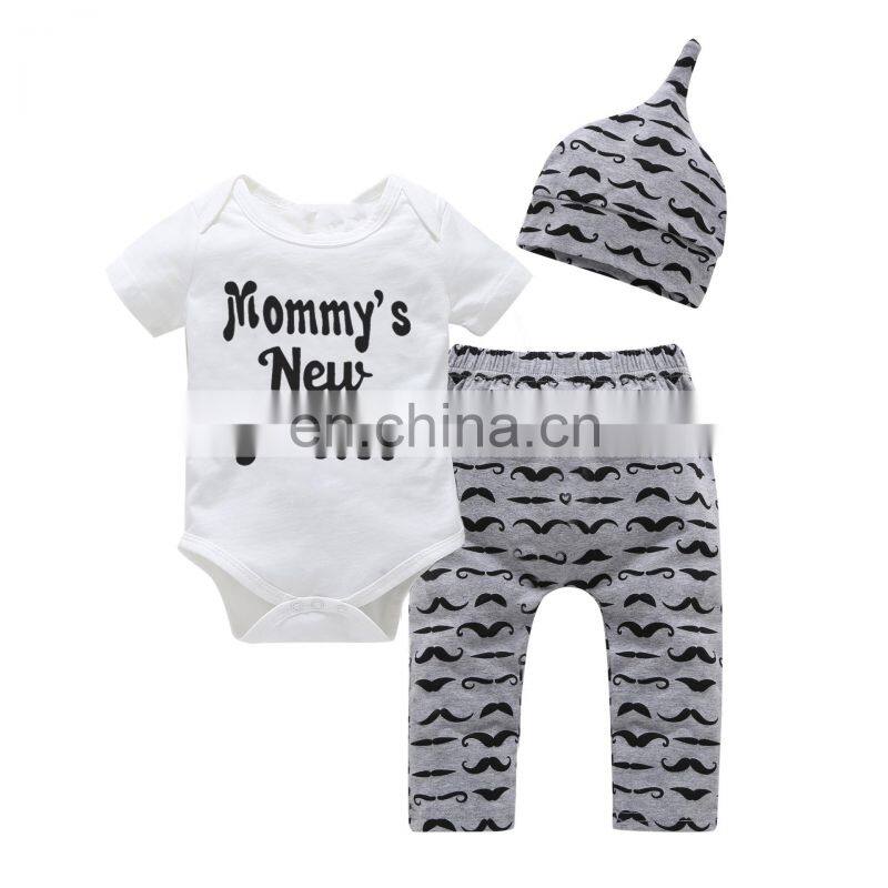 Baby Boy Clothes Romper And Trousers 3PCS Outfits Whiskers Baby Boy Romper Set