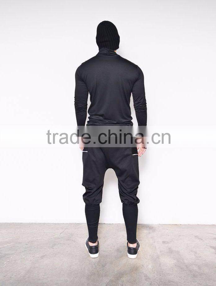 Big Zip Pocket Leggins Baggy Sweatpants Jogger Pants Black Standard Sports
