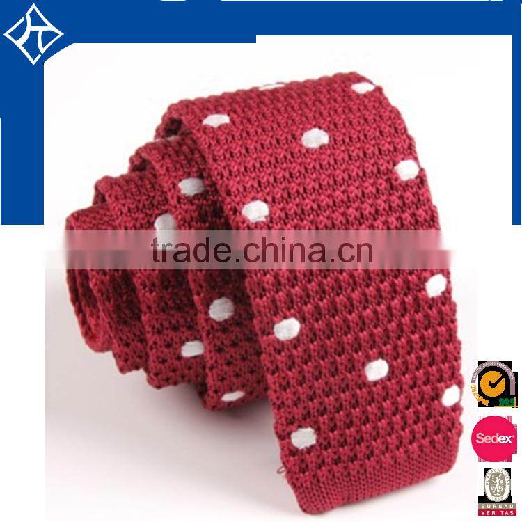 Wholesale woven red knitted tie for man neckwear