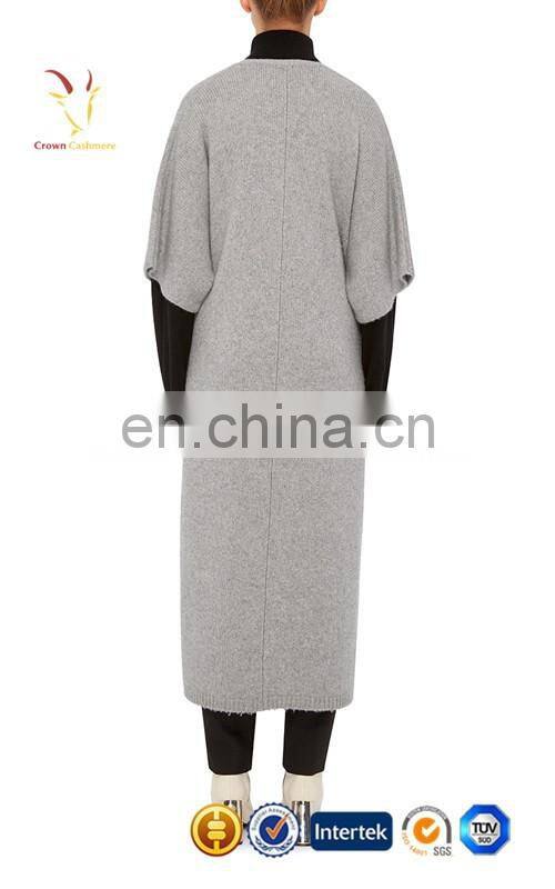 Light Grey Womens Long Cotton Cashmere Dress Sweater