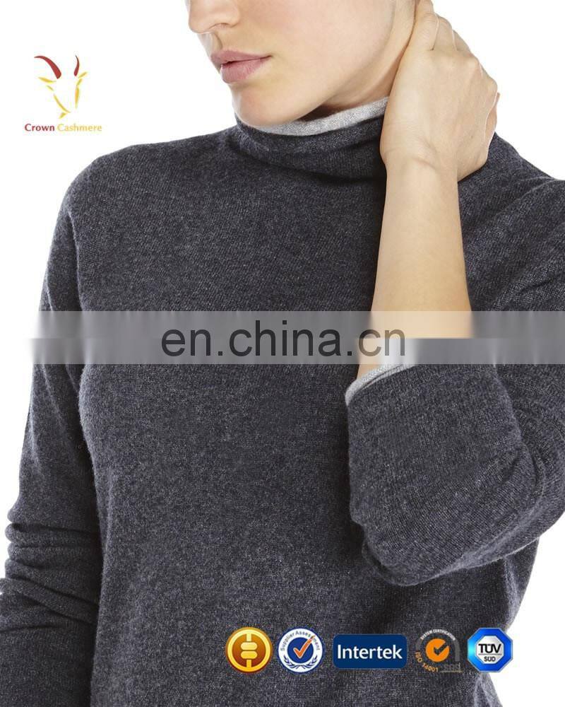 Turn Down Collar Merino Wool Knit Pullover Women's Knitwear