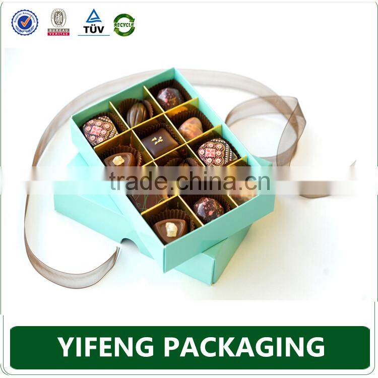 2015 food grade Square christmas gift chocolate packaging box design with Tray