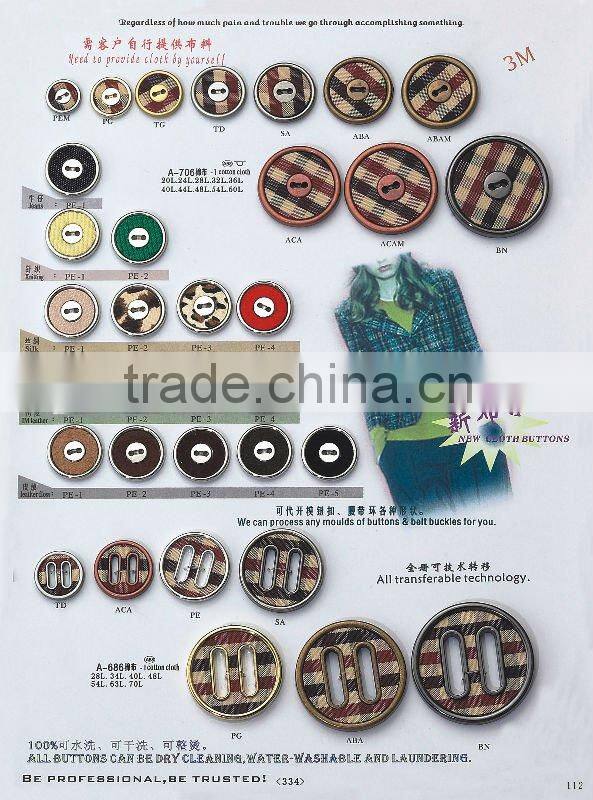 Cotton cloth inlay two hole military series button