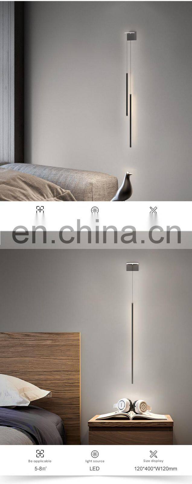 New Listed Indoor Decoration Black Aluminum Acrylic Bedroom Living Room Modern LED Wall Lamp