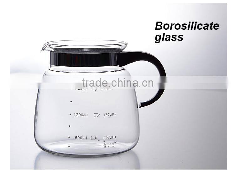 Glass carafe manufacturer, fire resistant water pot, 1.8 liter large coffee & tea pot