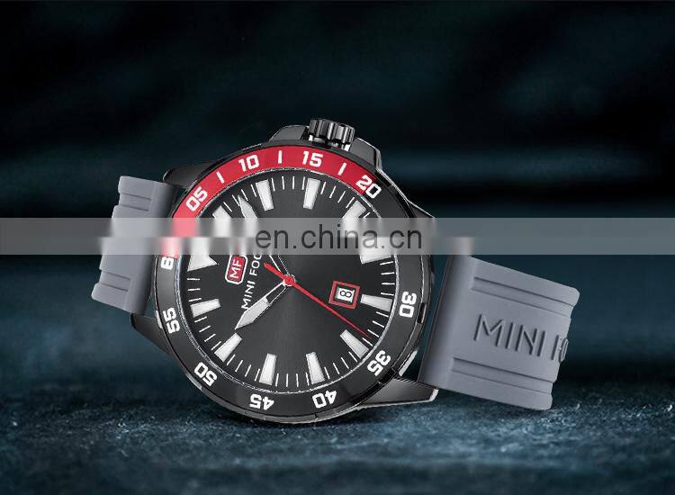 MINI FOCUS MF0020G Cool Fashion Big Display Rubber Band Analog Calendar Men Sports Casual Quartz Watches