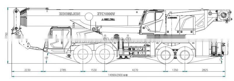 Zoomlion 100 Ton Pickup Truck Crane With Cable Winch ZTC1000