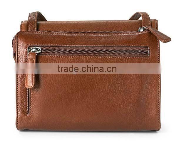 Super design small multi pocket leather crossbody bag leather shoulder organizer bag