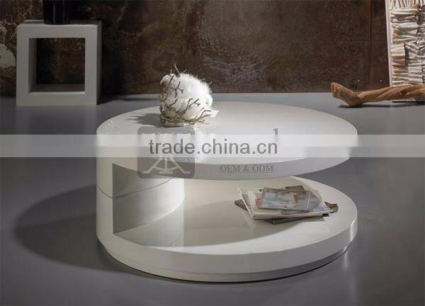 CT-083 Open Void White Round Design Coffee Table