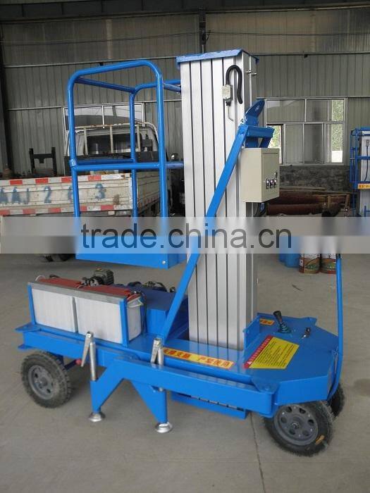 Electric personnel lift platform CE certification DC24V aluminium lift man lift , big wheel aluminum hydraulic lift home lift