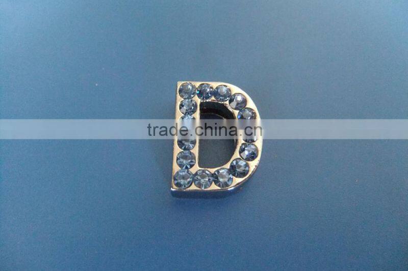 Zinc Alloy 18mm Slide Letters with Light Blue Rhinestones