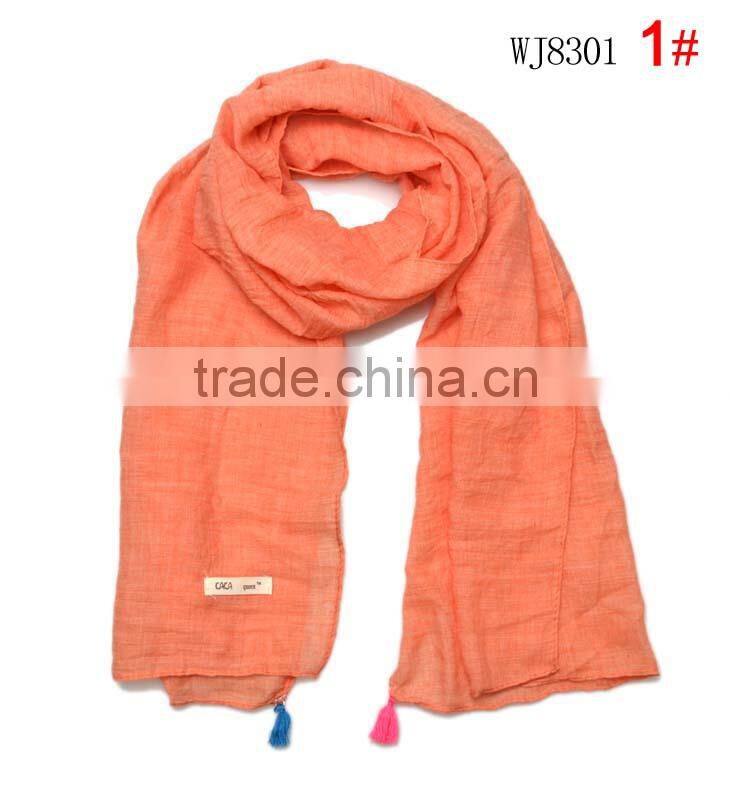 Wholesale Fashion Classic Tassel Style Kids Boys Girls Cotton Solid Plain Scarf