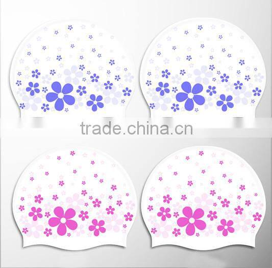 High quality custom colorful nude silicone swim cap For Long Hair