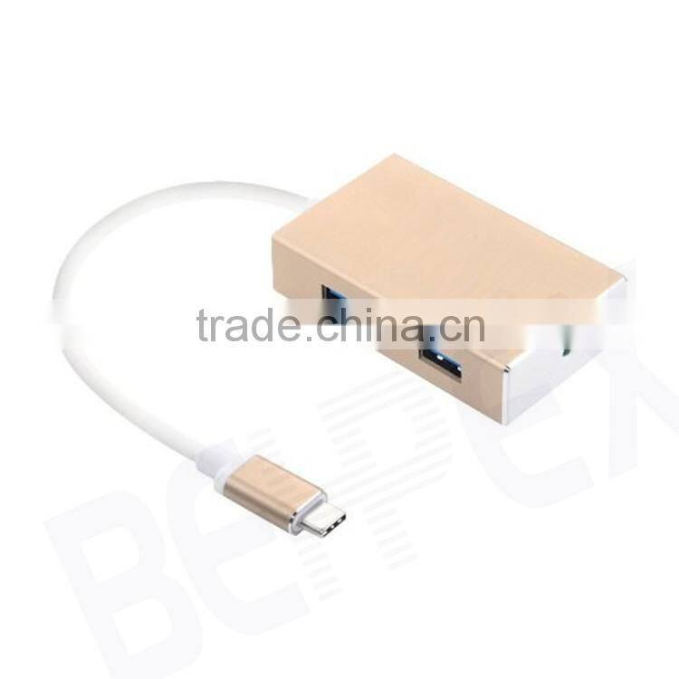 Universal Travel Aluminum USB 3.1 Type-c Male Adapter with 4 port Hub