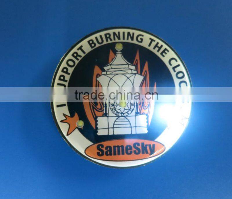 Round Shape Blinking LED light Badges for souvenir gifts